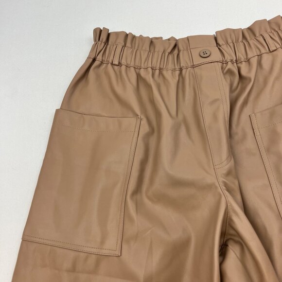 Ophelia Roe Women’s Faux Leather Ankle Pants Pull On Tan Pockets Size 1X New - Picture 3 of 9